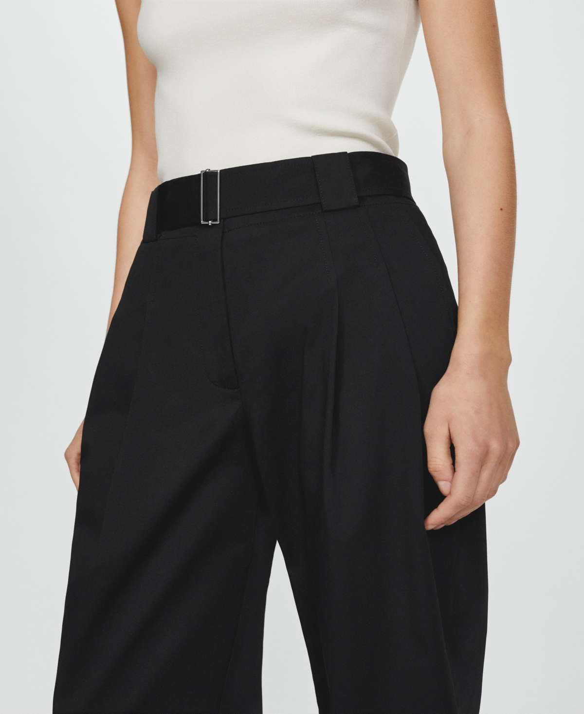 Shop Mango Women's Pleated Suit Pants In Black