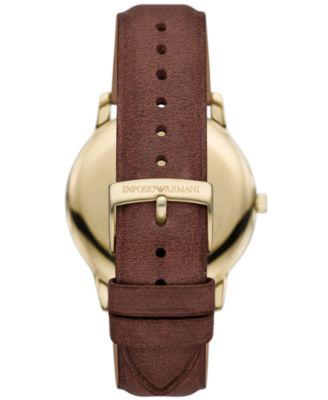 Men's Brown Leather Strap Watch 42mm