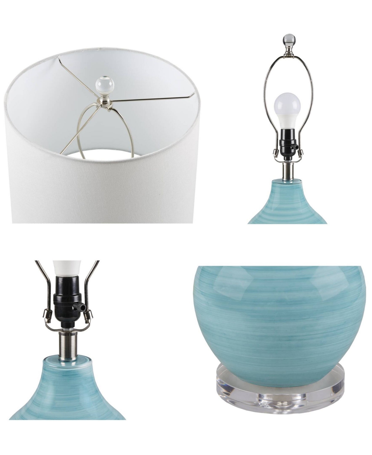 Shop Hampton Hill Blue Aqua Swirl Blown Glass Table Lamp