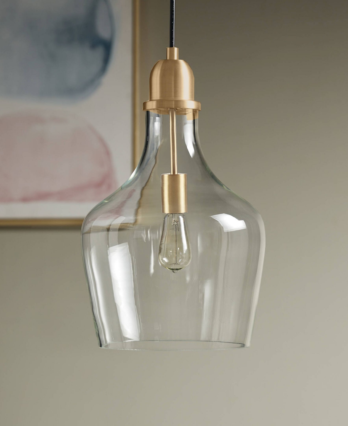 Shop Hampton Hill Bell Shaped Glass Pendant In Gold,clear
