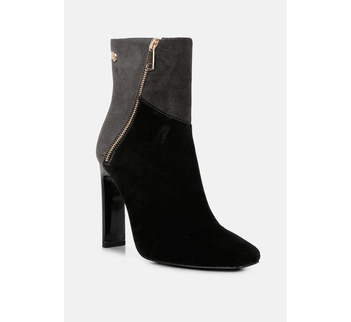 Ezra Tan Patchwork Suede Ankle Boots - Tan