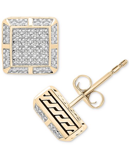 alfani Macy's Men's Diamond Square Cluster Stud Earrings (1/3 ct. t.w.) in 14k Gold-Plated Sterling Silver Jewelry & Watches