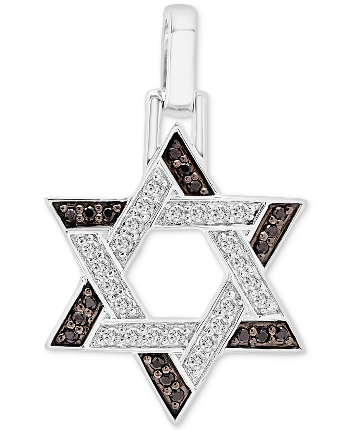 Macy s Men s Black White Diamond Star of David Pendant 3 8 ct. t.w. in 10k White Gold White Gold Smart Closet