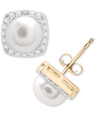 3-Pc. Set Cultured Freshwater Pearl (6-7mm) & Diamond Accent Pendant Necklace, Earrings, and Ring in 14k Gold-Plated Sterling Silver