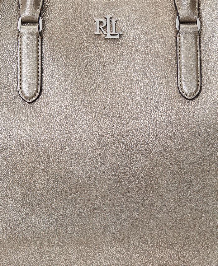 Lauren Ralph Lauren Metallic Leather Large Marcy Satchel - Macy's