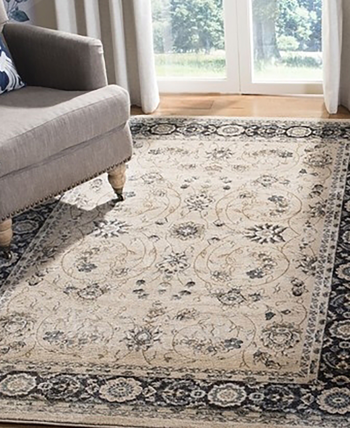 Safavieh Lyndhurst LNH340 Light Beige and Anthracite 5'3" x 7'6" Area Rug