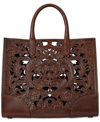 Lauren Ralph Lauren Tooled Leather Medium Devyn Tote Bag Macy s