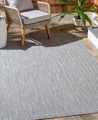 Courtyard CY8022 Gray and Navy 5'3" x 7'7" Outdoor Area Rug