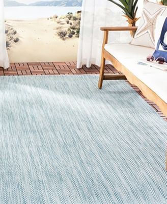 Courtyard CY8022 Aqua and Gray 5'3" x 7'7" Sisal Weave Outdoor Area Rug