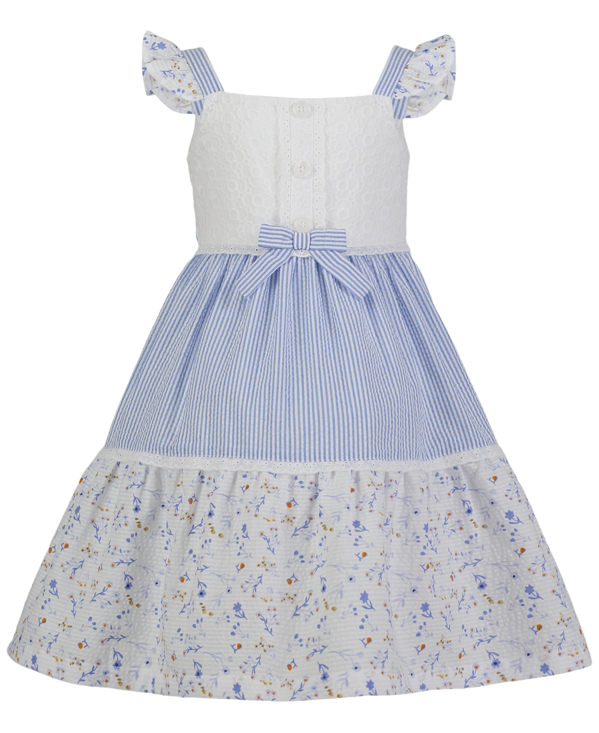 Shop Blueberi Boulevard Little & Toddler Girls Seersucker Eyelet Tiered A-line Dress In White