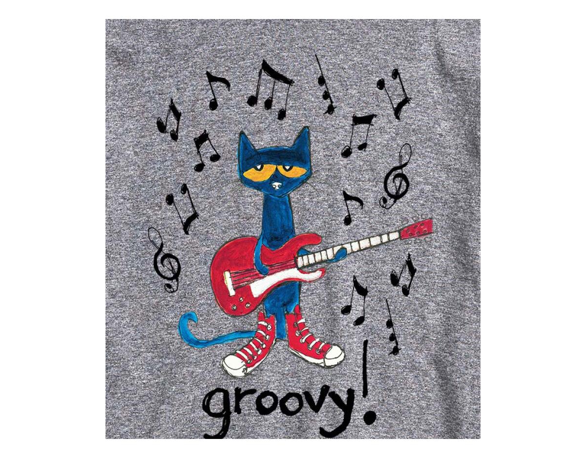 Airwaves Hybrid Apparel Pete The Cat Groovy Mens Short Sleeve Tee In Ath Hthr