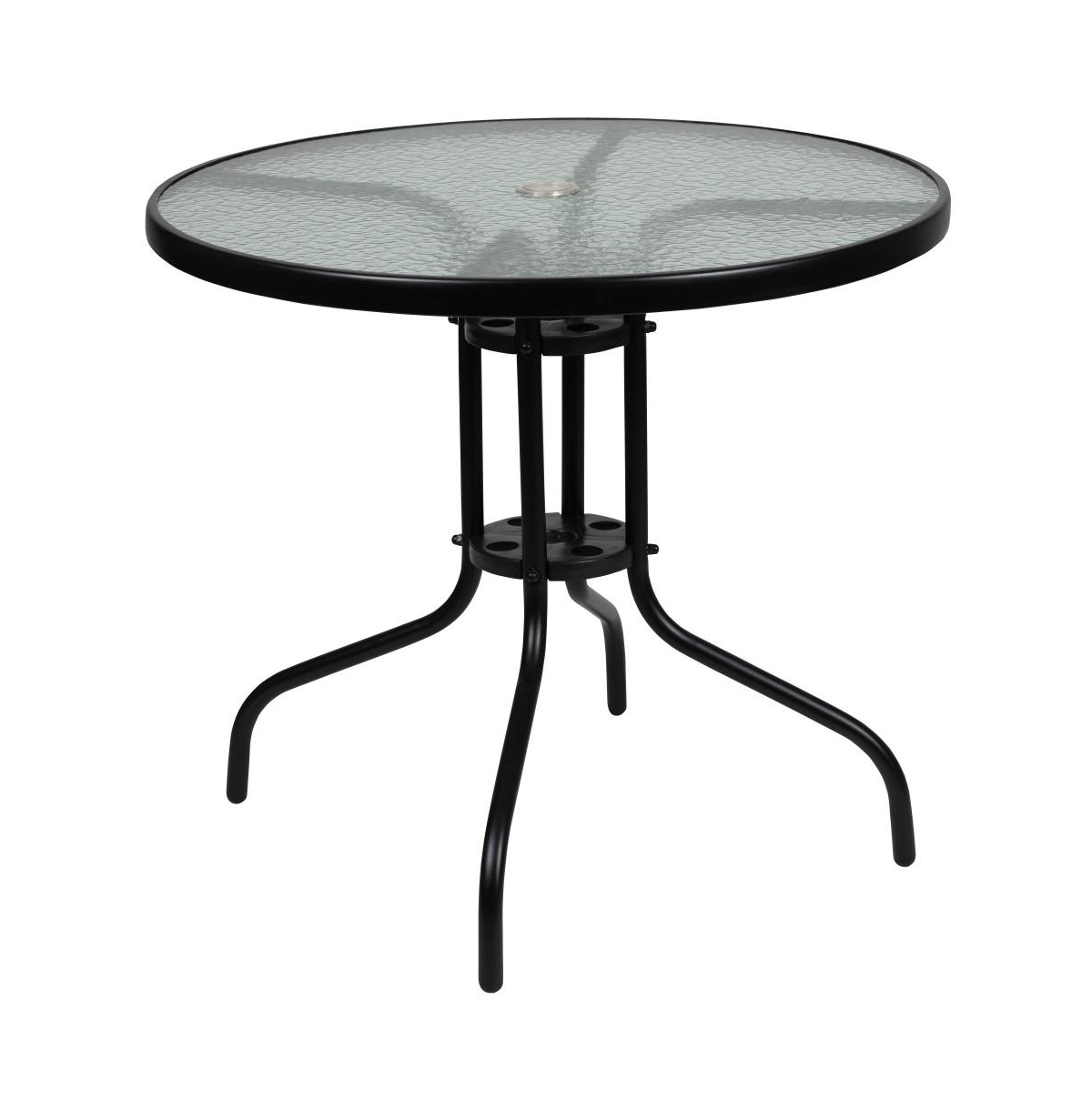 6 Piece Patio Garden Set With Table, Umbrella And 4 Folding Chairs