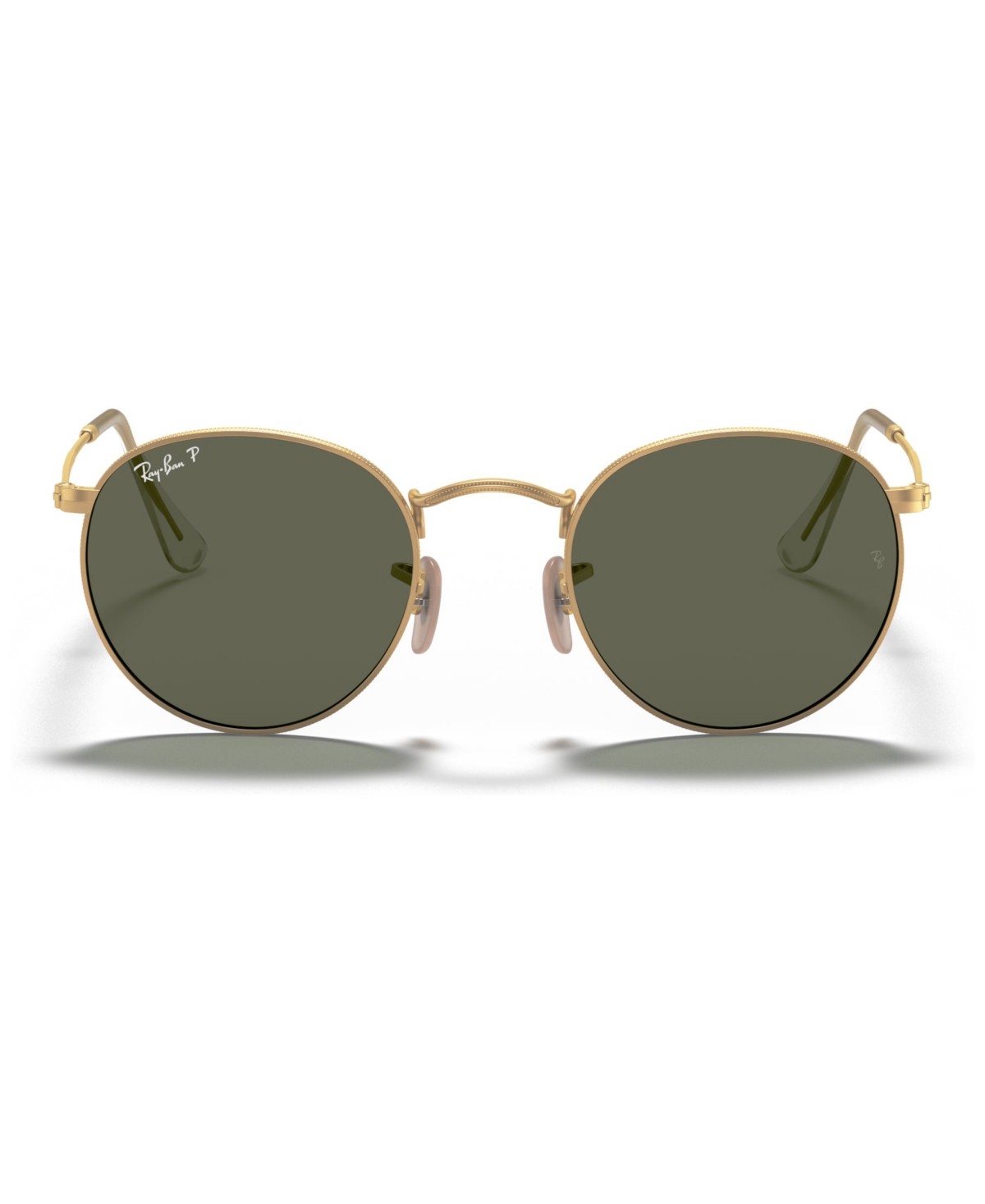 Ray Ban Polarized Sunglasses , Rb3447 Round Metal In Gold Matte,green Polar