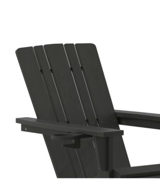 Ridley Hdpe Adirondack Chair With Cup Holder And Pull Out Ottoman, All-Weather Hdpe Indoor/Outdoor Lounge Chair