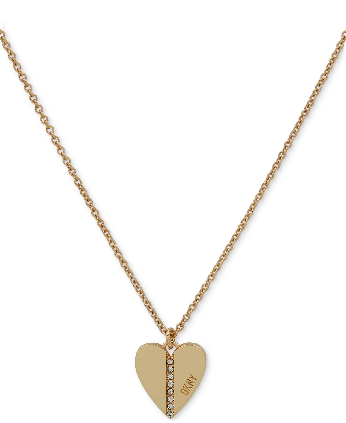 Gold-Tone Pave Logo Heart Pendant Necklace, 16" + 3" extender - Multi