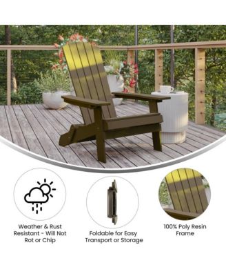 Set Of 4 Riviera Poly Resin Folding Adirondack Lounge Chair - All-Weather Indoor/Outdoor Patio Chair