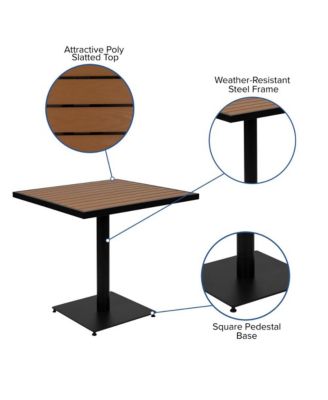 Alani Five Piece Faux Teak Patio Dining Set For Indoor And Outdoor Use - Square Table And Four Club Chairs With Arms