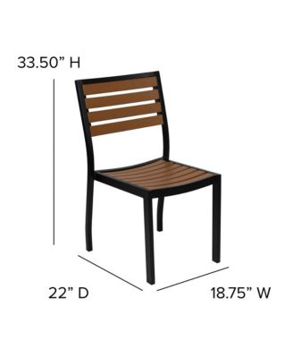 Calle 7 Piece Outdoor Faux Teak Poly Slat Outdoor Furniture Set - Table, 4 Chairs And Patio Umbrella And Base