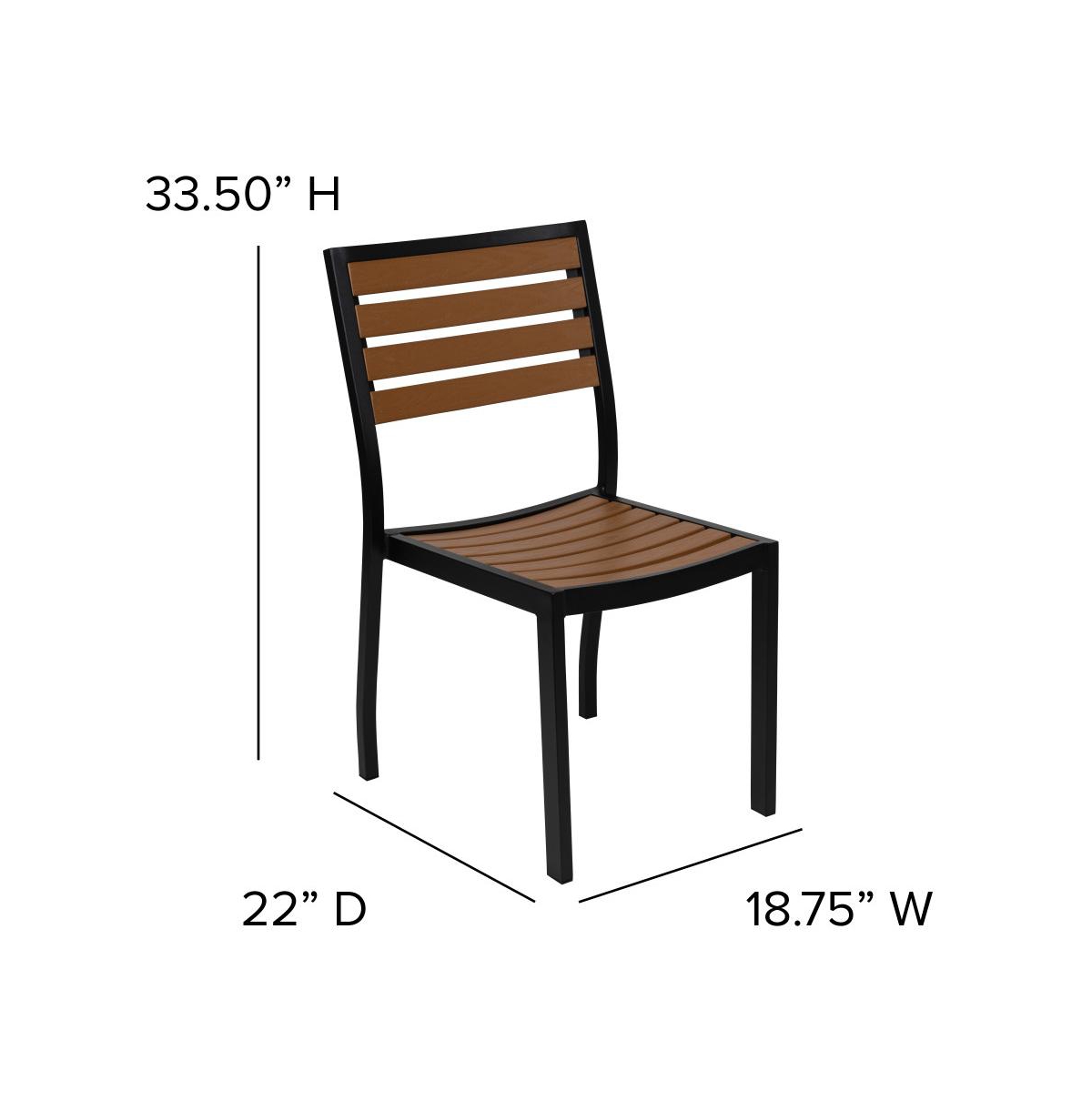 Calle 7 Piece Outdoor Faux Teak Poly Slat Outdoor Furniture Set - Table, 4 Chairs And Patio Umbrella And Base
