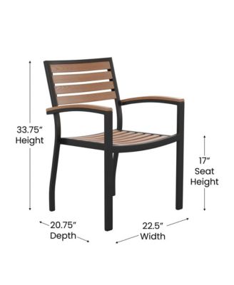Hampstead Five Piece Faux Teak Patio Dining Set Includes Table, Two Club Chairs, 9' Patio Umbrella And Base