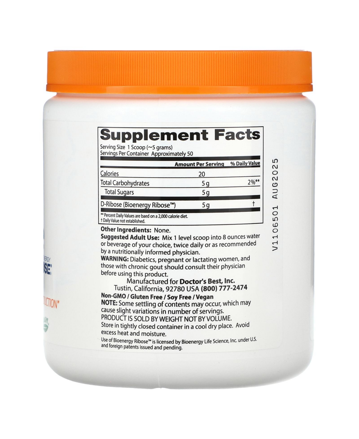 Doctor's Best Pure D-Ribose Powder - (250 g) - Assorted Pre-pack (See Table 9