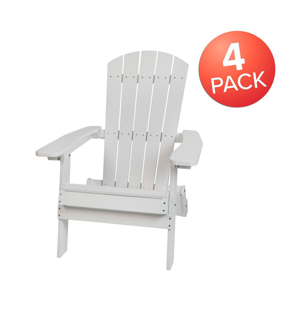 Set Of 4 Riviera Poly Resin Folding Adirondack Lounge Chair - All-Weather Indoor/Outdoor Patio Chair