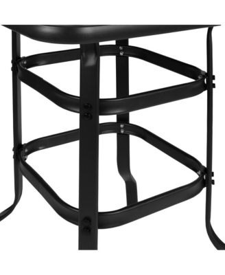 EMMA+OLIVER Three Piece Patio Table Set With Square Metal Frame Table