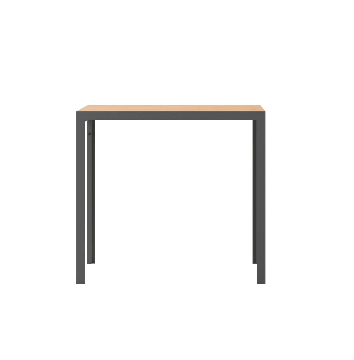 Fena X Outdoor Dining Table With Faux Teak Poly Slat Top And Metal Frame -gray frame