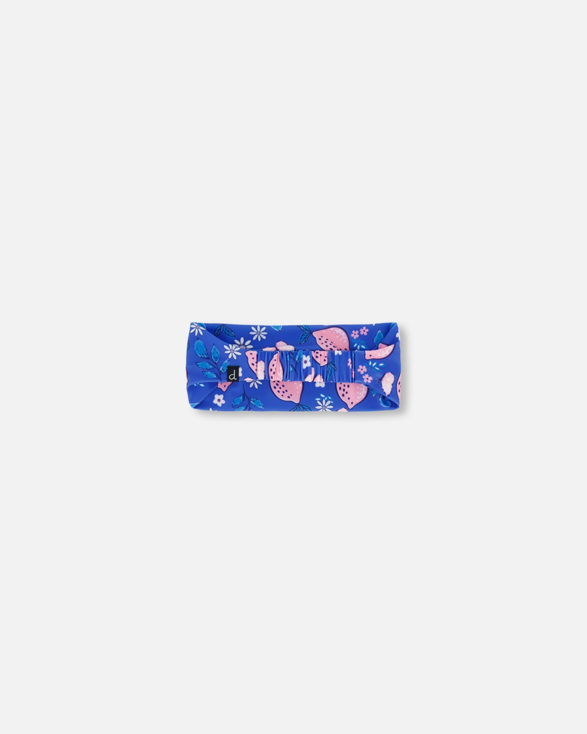 Deux par Deux Baby Girls Baby Swimwear Headband- Royal blue printed pink lemon