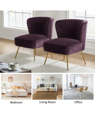 Velvet Accent Chair with Gold Metal Legs for Bedroom Guest Room Vanity