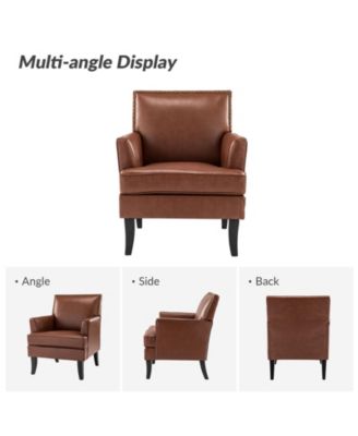 Nihad Modern Faux Leather Accent Chair with Nailhead Trim