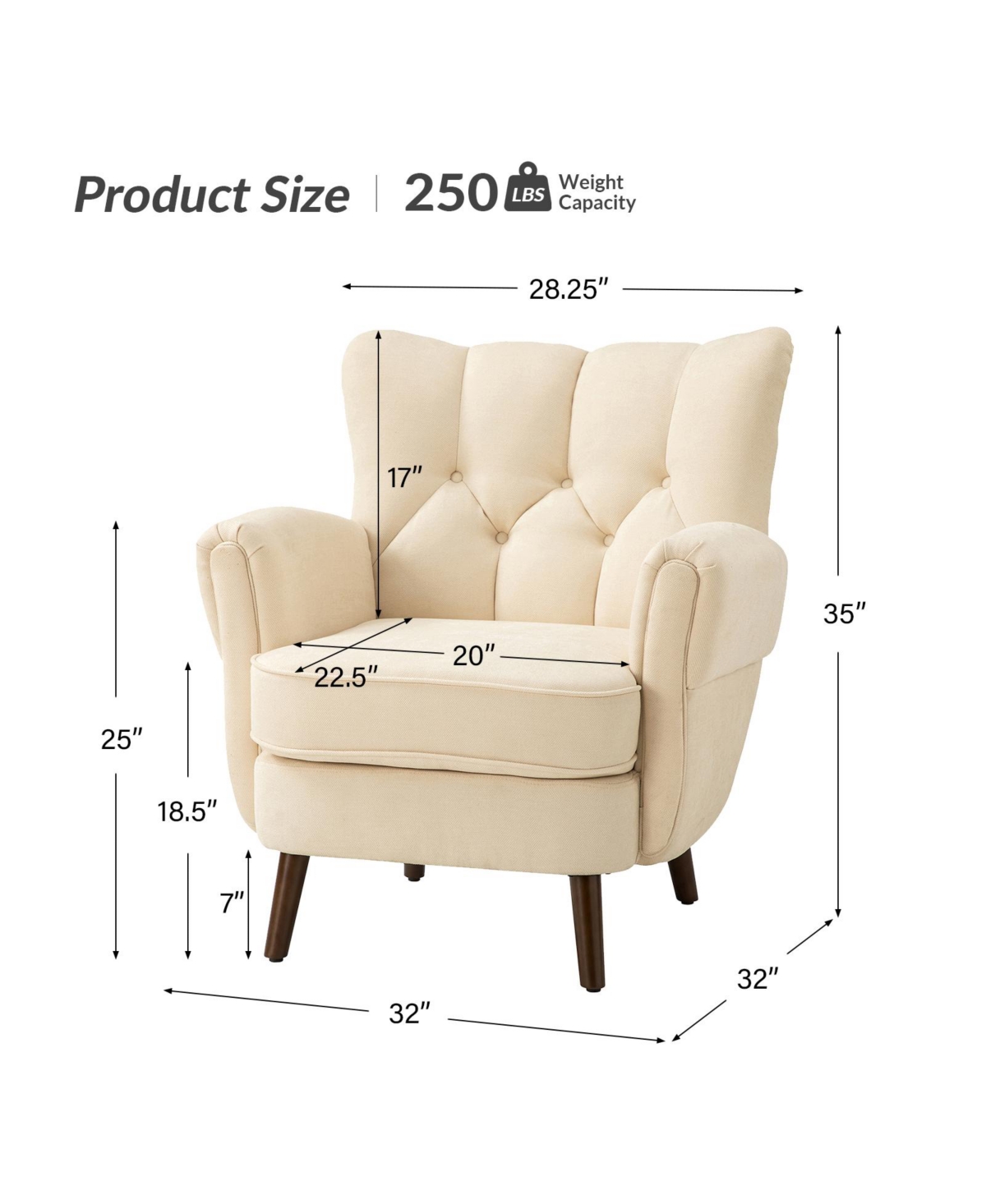 Vintage like Club Chair for Living Room Bedroom