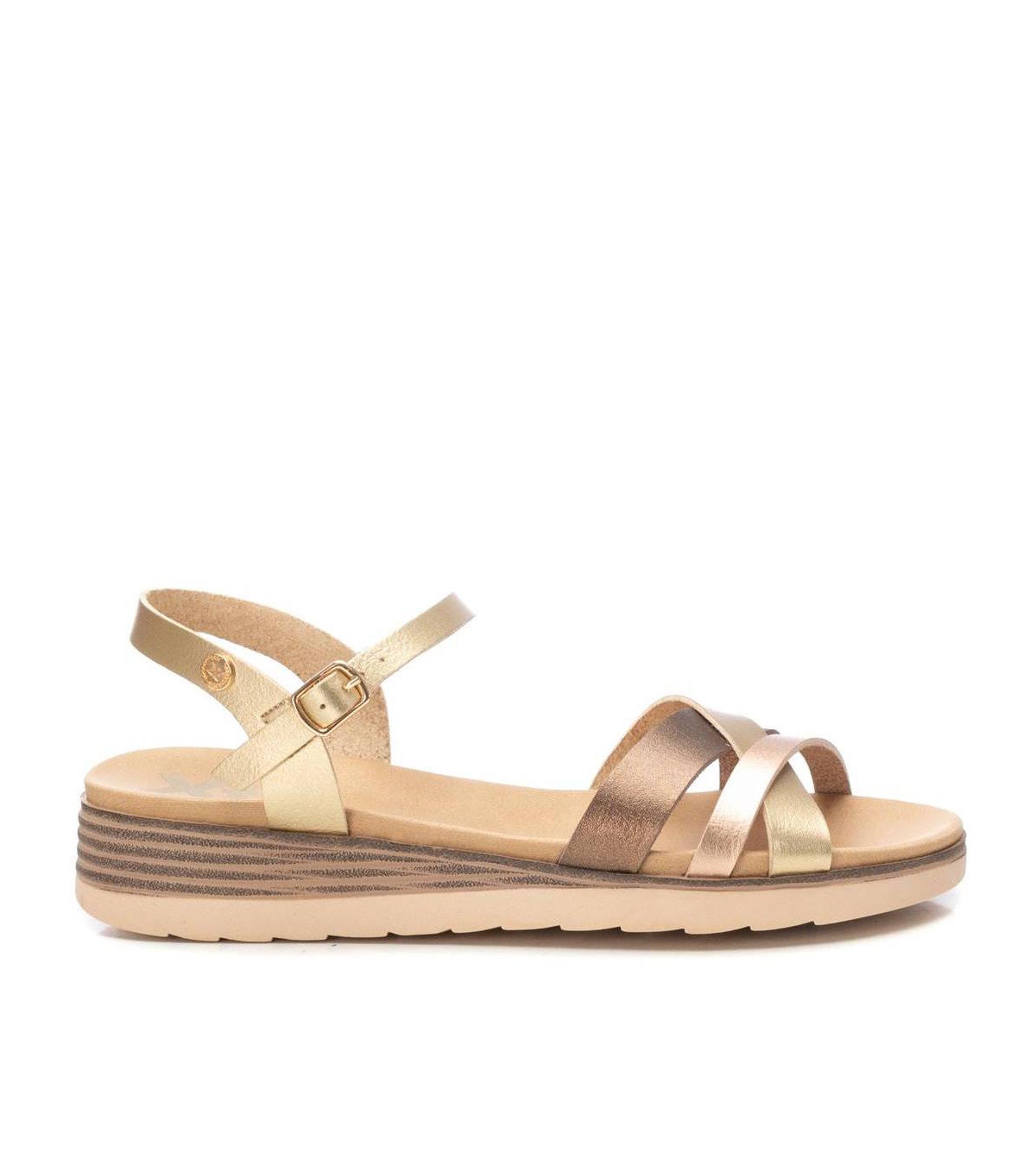 Women's Low Wedge Strappy Sandals By Xti - Gold