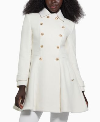 Guess double breasted military inspired fit and flare coat hotsell