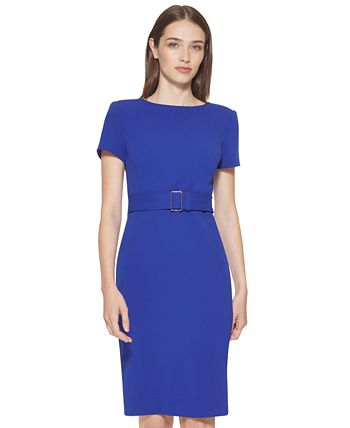 Calvin Klein Women's Seamed Scuba Crepe Sheath Dress Blue Size 4