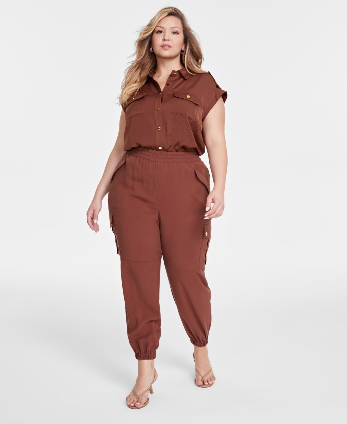 Plus Size Cargo Jogger Pants, Created for Macy's - French Cafe