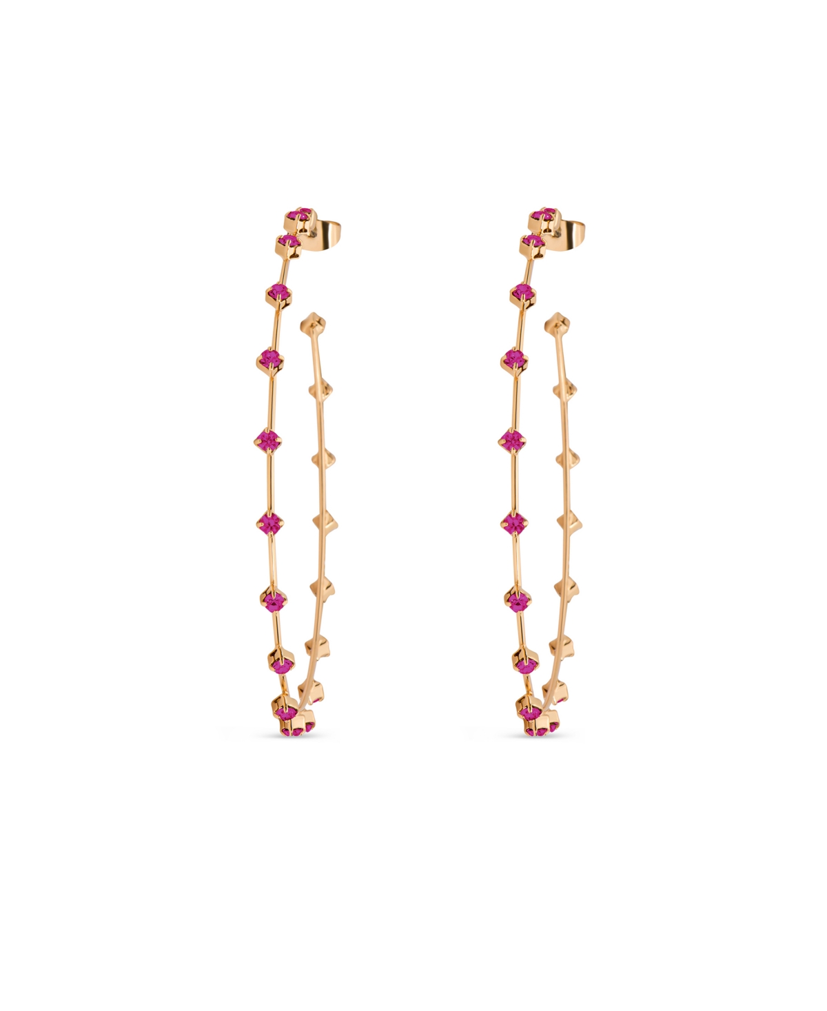 Ettika Simple Spark Crystal Station Hoop Earrings In Fuchsia