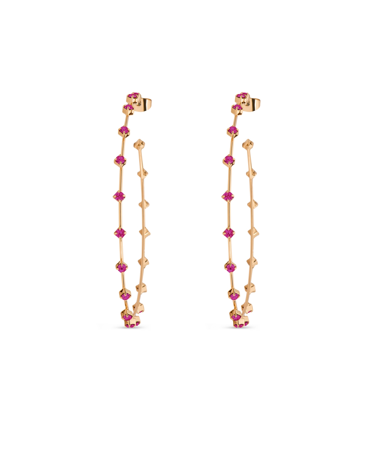 Shop Ettika Simple Spark Crystal 18k Gold Plated Hoops In Fuchsia