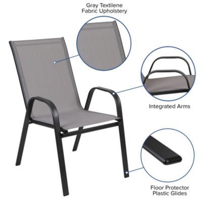 Set Of 4 Manado Series Metal Stacking Patio Chairs With Flex Comfort Material
