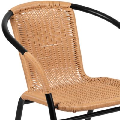 2 Pack Rattan Indoor-Outdoor Restaurant Stack Chair With Curved Back