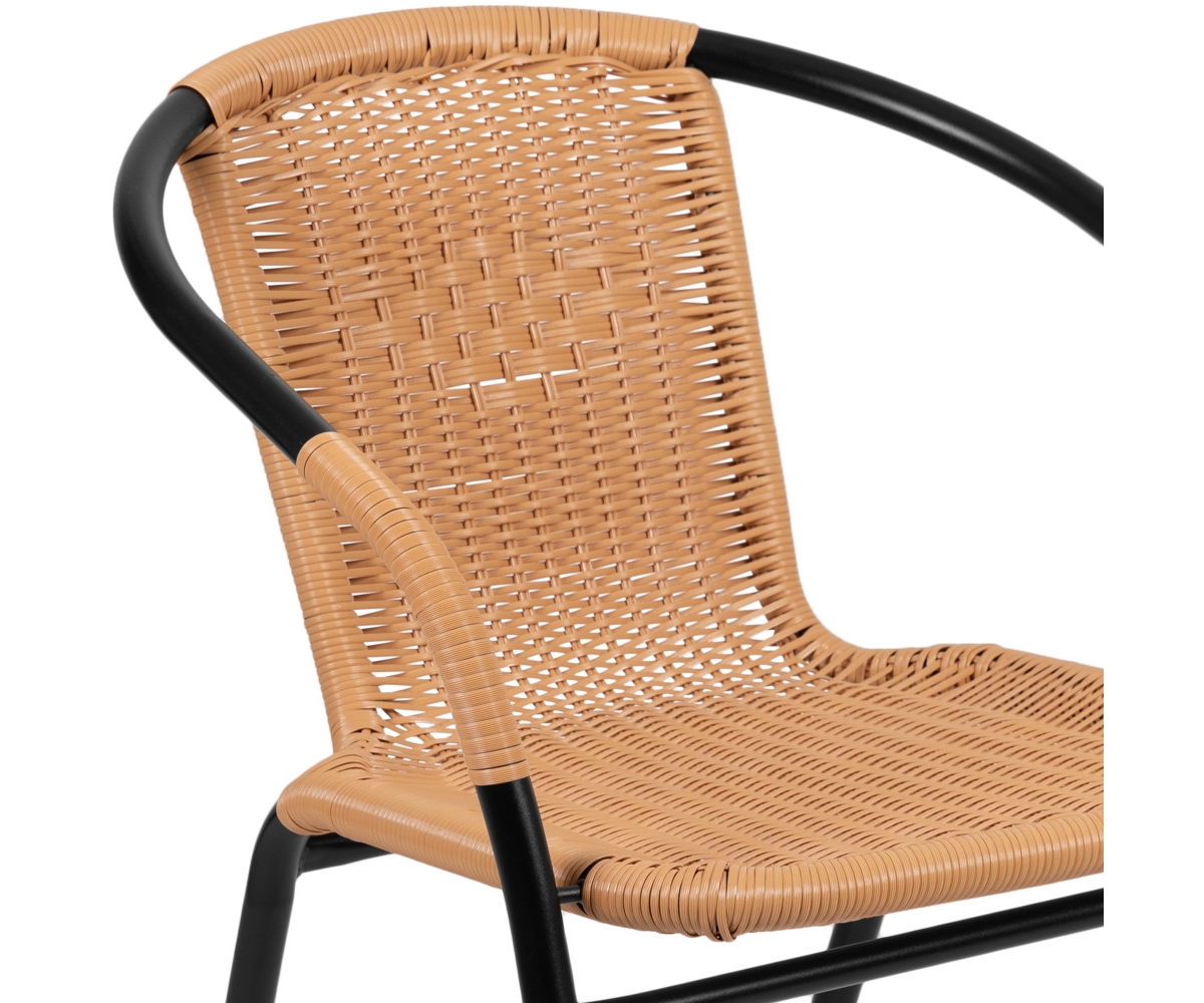 2 Pack Rattan Indoor-Outdoor Restaurant Stack Chair With Curved Back