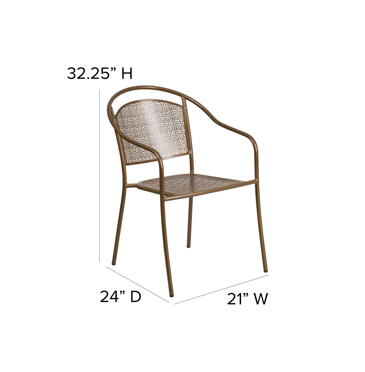 Emma+Oliver Commercial Grade 5 Pack Indoor-Outdoor Steel Patio Arm Chair With Round Back