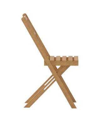 Stora Set Of 2 Solid Acacia Wood Armless Folding Patio Bistro Chairs With Slatted Backs And Seats