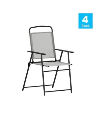 Munroe Set Of 4 Textilene Folding Sling Style Patio Chairs With Armrests