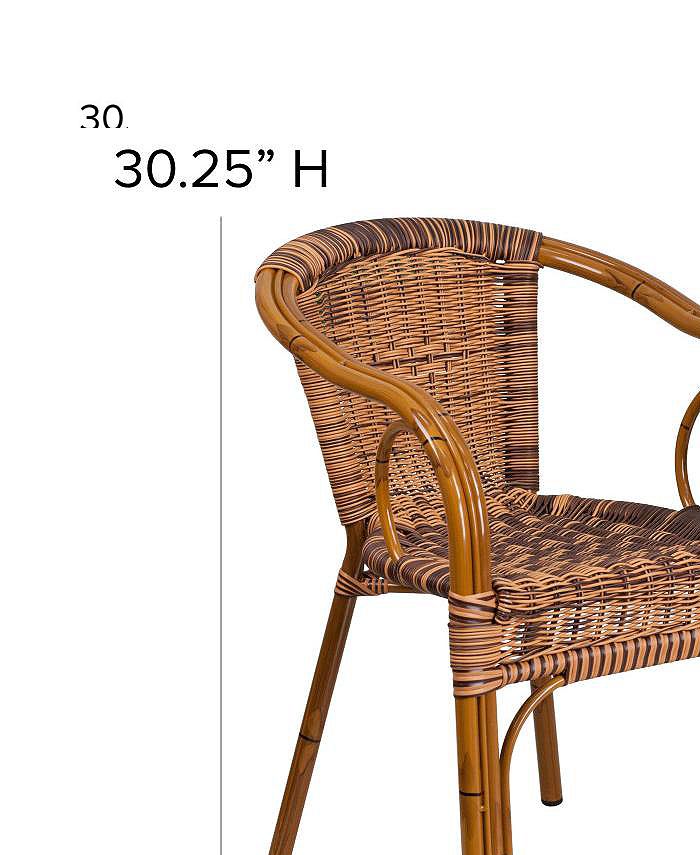 MERRICK LANE Esna Series Stacking Rattan Patio Chair With Bamboo Look