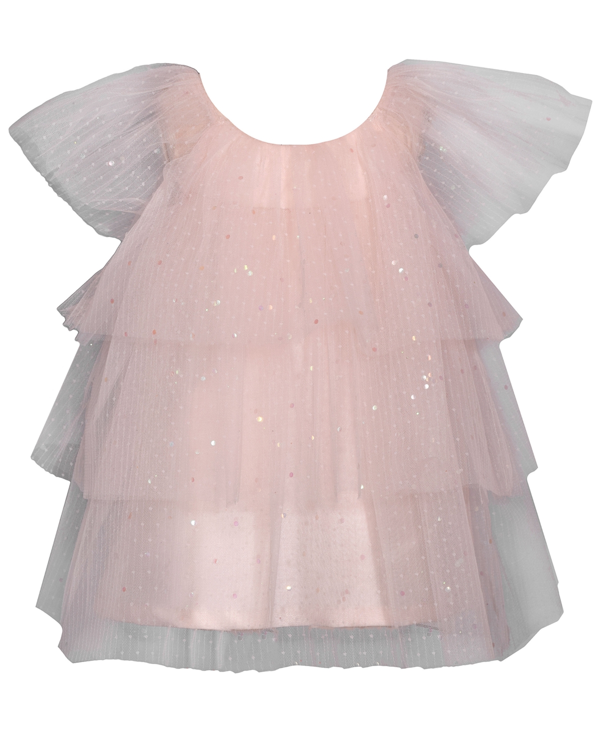 Shop Bonnie Baby Baby Girls Three Tiered Spangled Tulle Dress In Multi