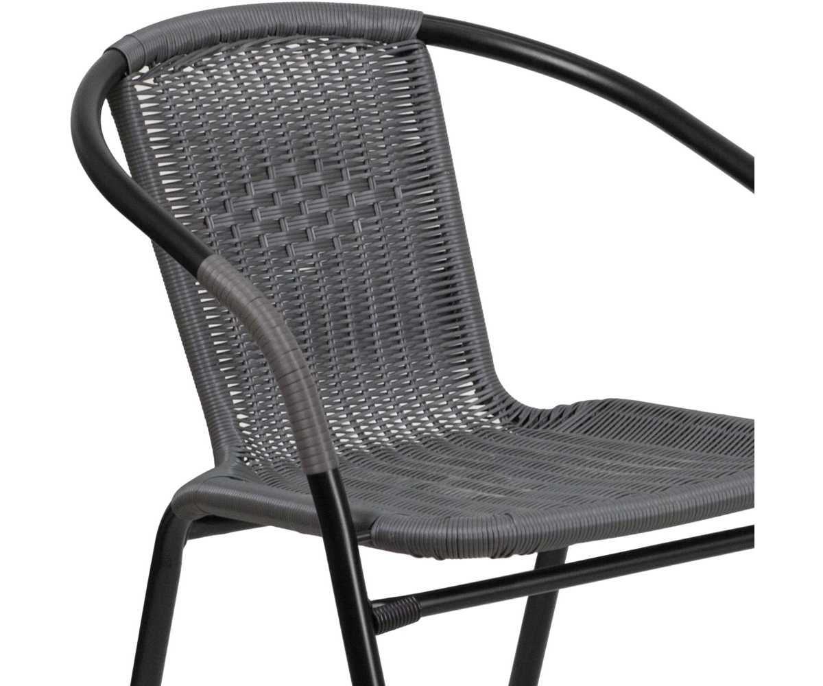 4 Pack Rattan Indoor-Outdoor Restaurant Stack Chair With Curved Back