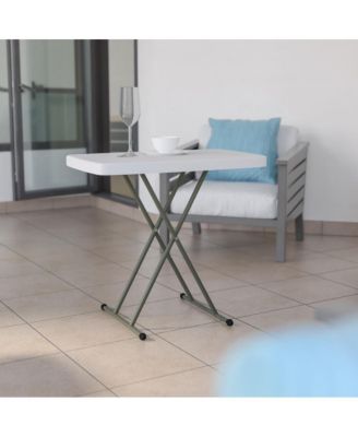 Height Adjustable Plastic Folding Tv Tray/Laptop Table In Granite White