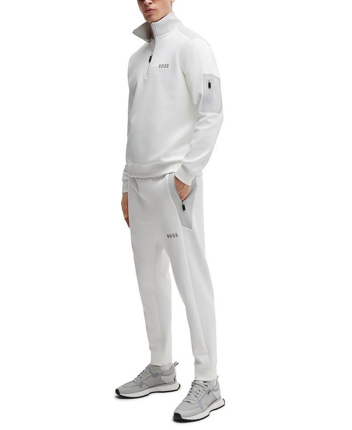 Hugo Boss Men's 3D-Logo Cotton-Blend Zip-Neck Sweatshirt - Macy's