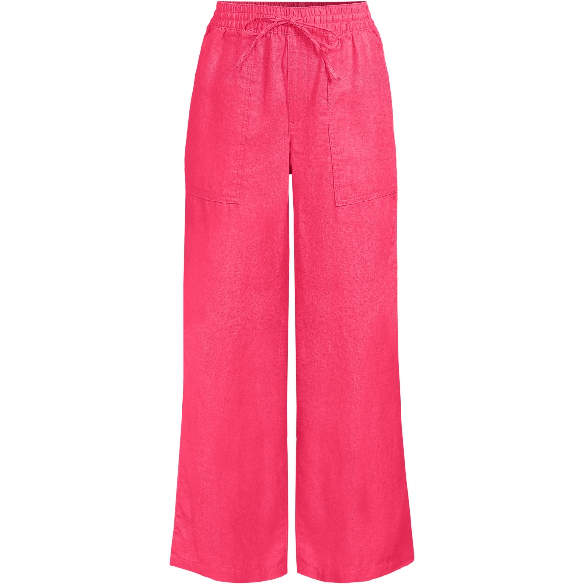 Lands' End Plus Size High Rise Drawstring Linen Wide Leg Crop Pants